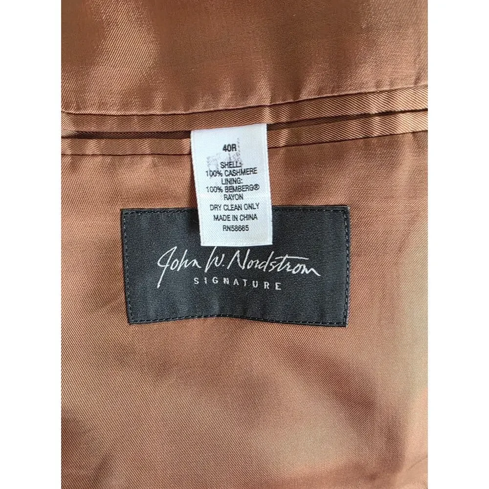 John W Nordstrom Signature 100% Cashmere Sport Coat Blazer Loro Piana Camel 40R